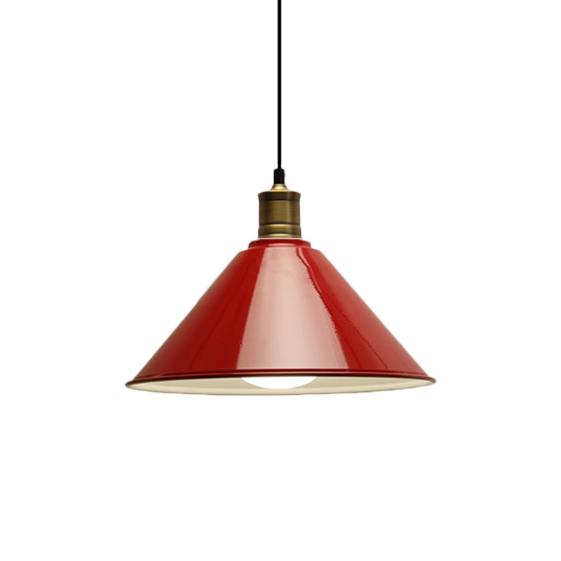 Conical Metal Ceiling Pendant Light Modernist 1 Head Dining Room Ceiling Fixture in Orange and Yellow/Yellow, 12"/14" Width Clearhalo 'Ceiling Lights' 'Modern Pendants' 'Modern' 'Pendant Lights' 'Pendants' Lighting' 1400920