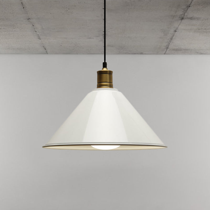 Conical Metal Ceiling Pendant Light Modernist 1 Head Dining Room Ceiling Fixture in Orange and Yellow/Yellow, 12"/14" Width White Clearhalo 'Ceiling Lights' 'Modern Pendants' 'Modern' 'Pendant Lights' 'Pendants' Lighting' 1400925