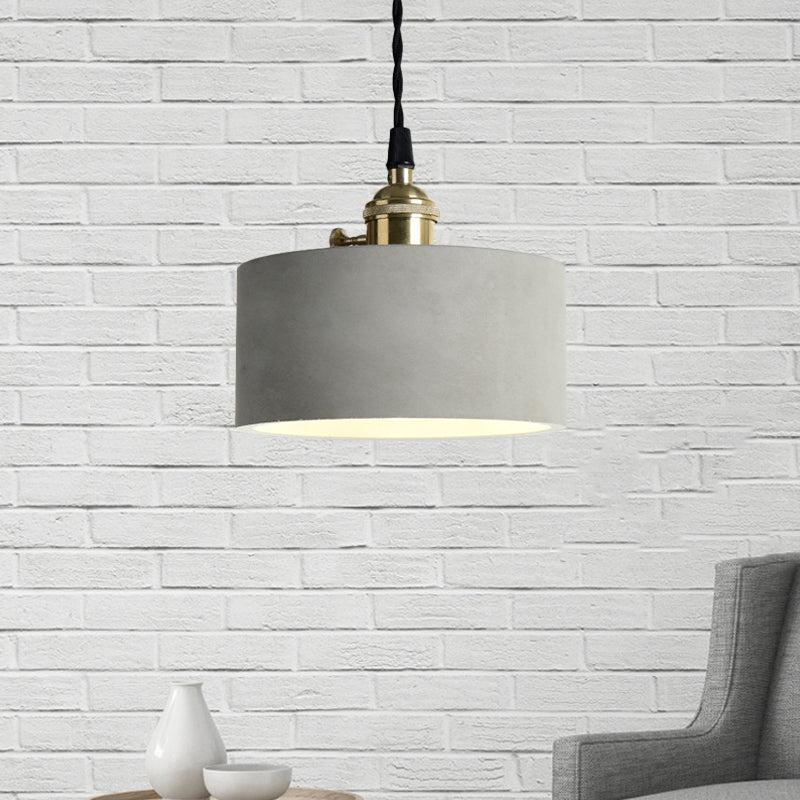 1 Light Cone/Round Pendant Lighting Industrial Gray Cement and Metal Hanging Light Fixture over Table Clearhalo 'Ceiling Lights' 'Modern Pendants' 'Modern' 'Pendant Lights' 'Pendants' Lighting' 1400945