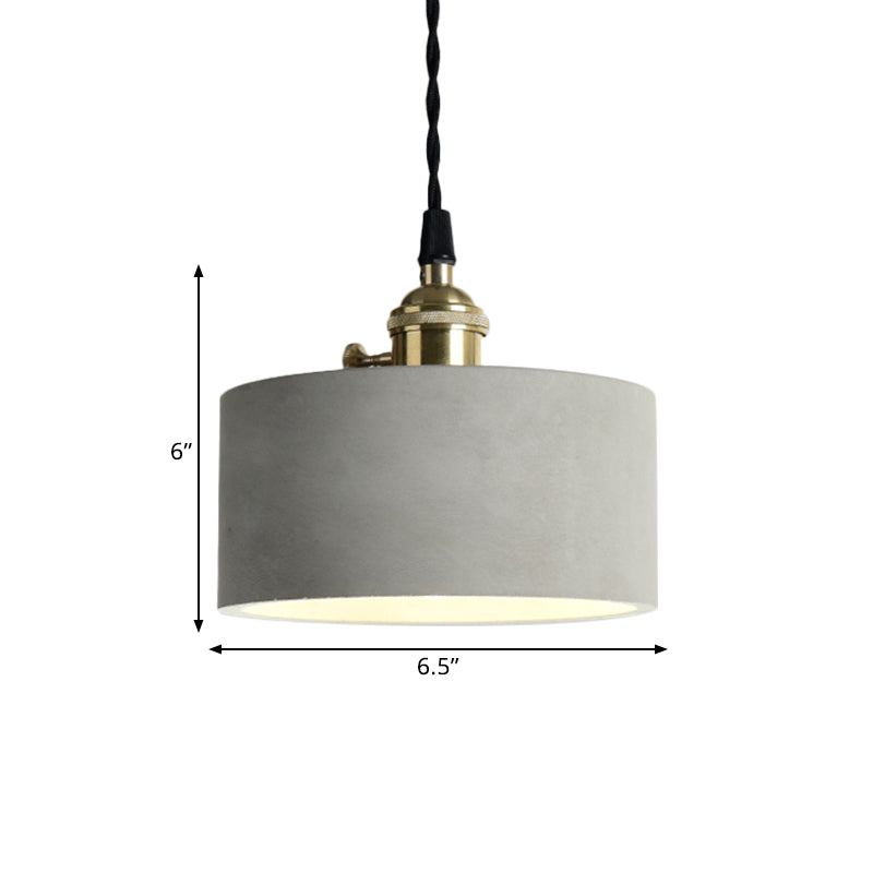 1 Light Cone/Round Pendant Lighting Industrial Gray Cement and Metal Hanging Light Fixture over Table Clearhalo 'Ceiling Lights' 'Modern Pendants' 'Modern' 'Pendant Lights' 'Pendants' Lighting' 1400947