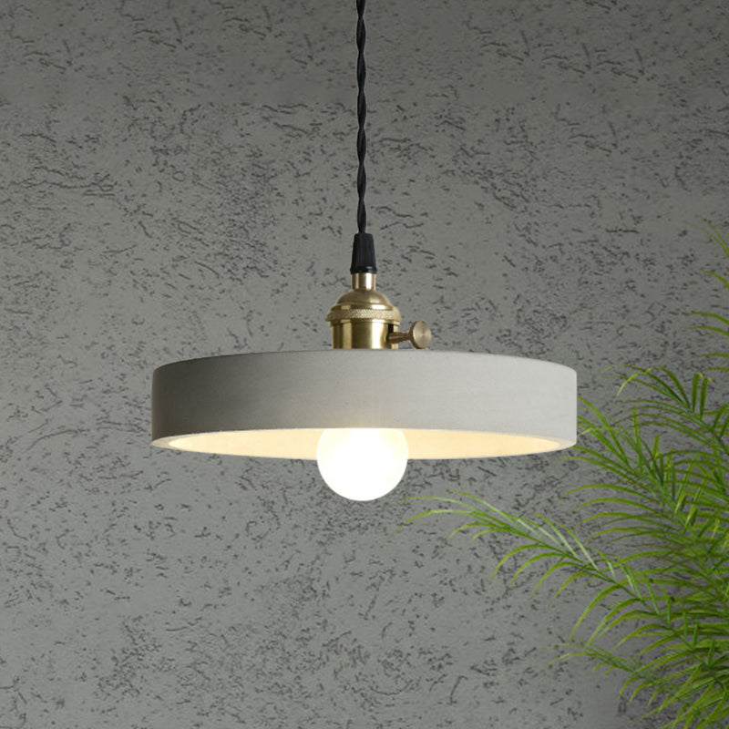 1 Light Cone/Round Pendant Lighting Industrial Gray Cement and Metal Hanging Light Fixture over Table Grey Round Clearhalo 'Ceiling Lights' 'Modern Pendants' 'Modern' 'Pendant Lights' 'Pendants' Lighting' 1400948