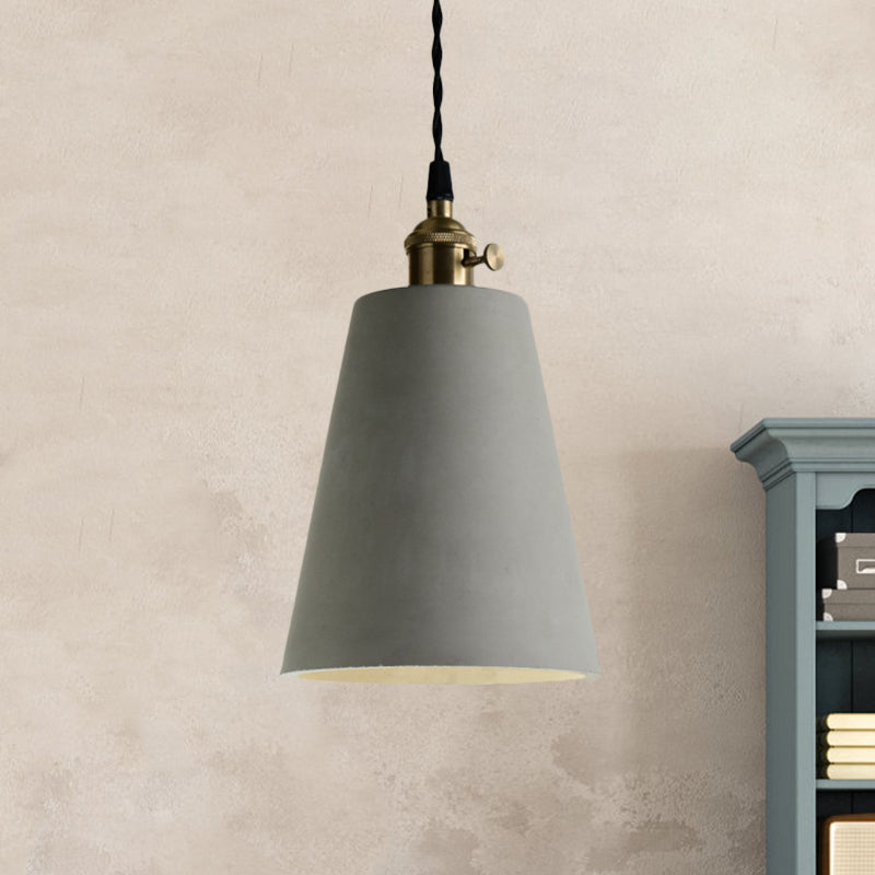 1 Light Cone/Round Pendant Lighting Industrial Gray Cement and Metal Hanging Light Fixture over Table Grey Cone Clearhalo 'Ceiling Lights' 'Modern Pendants' 'Modern' 'Pendant Lights' 'Pendants' Lighting' 1400953