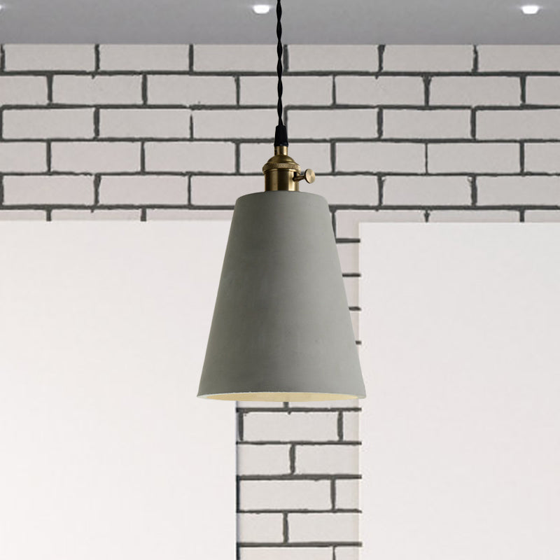 1 Light Cone/Round Pendant Lighting Industrial Gray Cement and Metal Hanging Light Fixture over Table Clearhalo 'Ceiling Lights' 'Modern Pendants' 'Modern' 'Pendant Lights' 'Pendants' Lighting' 1400954