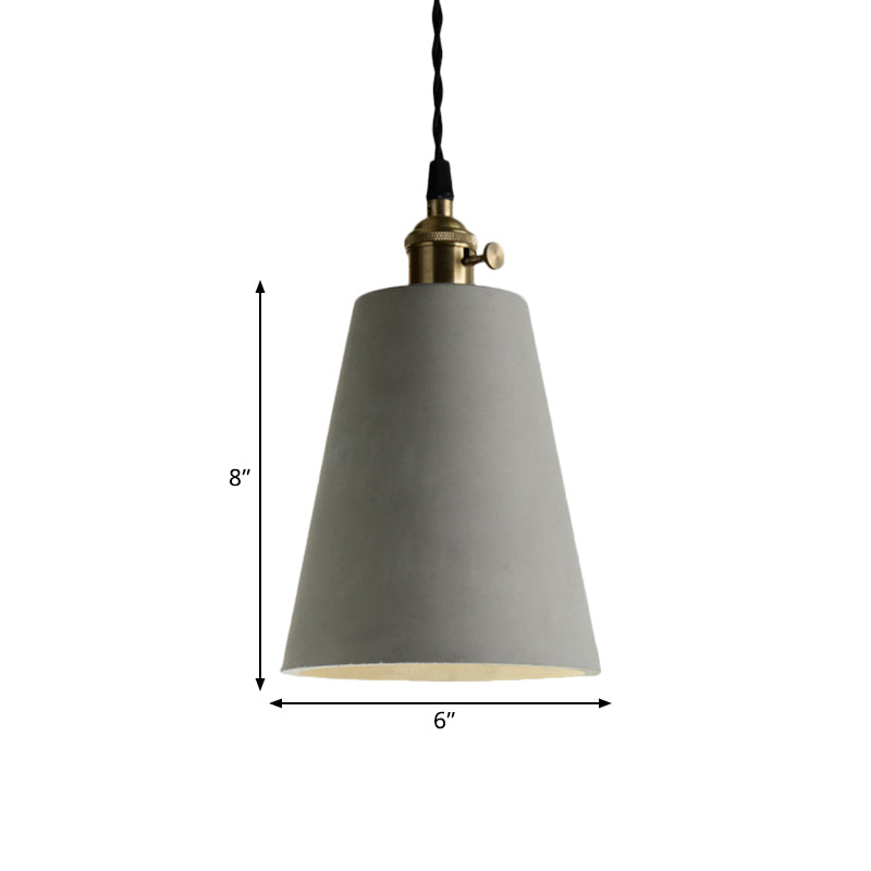 1 Light Cone/Round Pendant Lighting Industrial Gray Cement and Metal Hanging Light Fixture over Table Clearhalo 'Ceiling Lights' 'Modern Pendants' 'Modern' 'Pendant Lights' 'Pendants' Lighting' 1400957