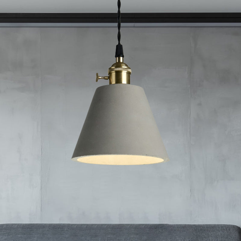 1 Light Cone/Round Pendant Lighting Industrial Gray Cement and Metal Hanging Light Fixture over Table Grey Trapezoid Clearhalo 'Ceiling Lights' 'Modern Pendants' 'Modern' 'Pendant Lights' 'Pendants' Lighting' 1400958