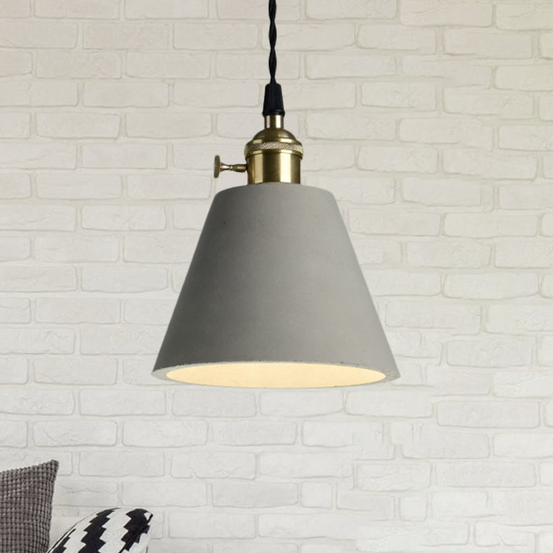 1 Light Cone/Round Pendant Lighting Industrial Gray Cement and Metal Hanging Light Fixture over Table Clearhalo 'Ceiling Lights' 'Modern Pendants' 'Modern' 'Pendant Lights' 'Pendants' Lighting' 1400959