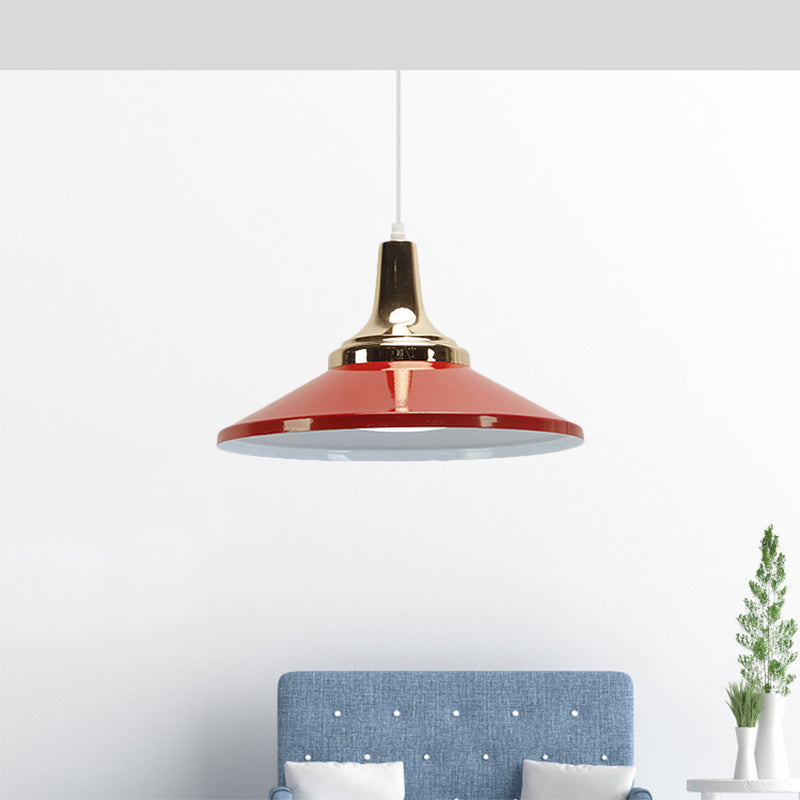 Blue/Green 1 Head Pendant Light Fixture Retro Style Metallic Cone Shade Hanging Lamp for Bedside Clearhalo 'Ceiling Lights' 'Modern Pendants' 'Modern' 'Pendant Lights' 'Pendants' Lighting' 1400993