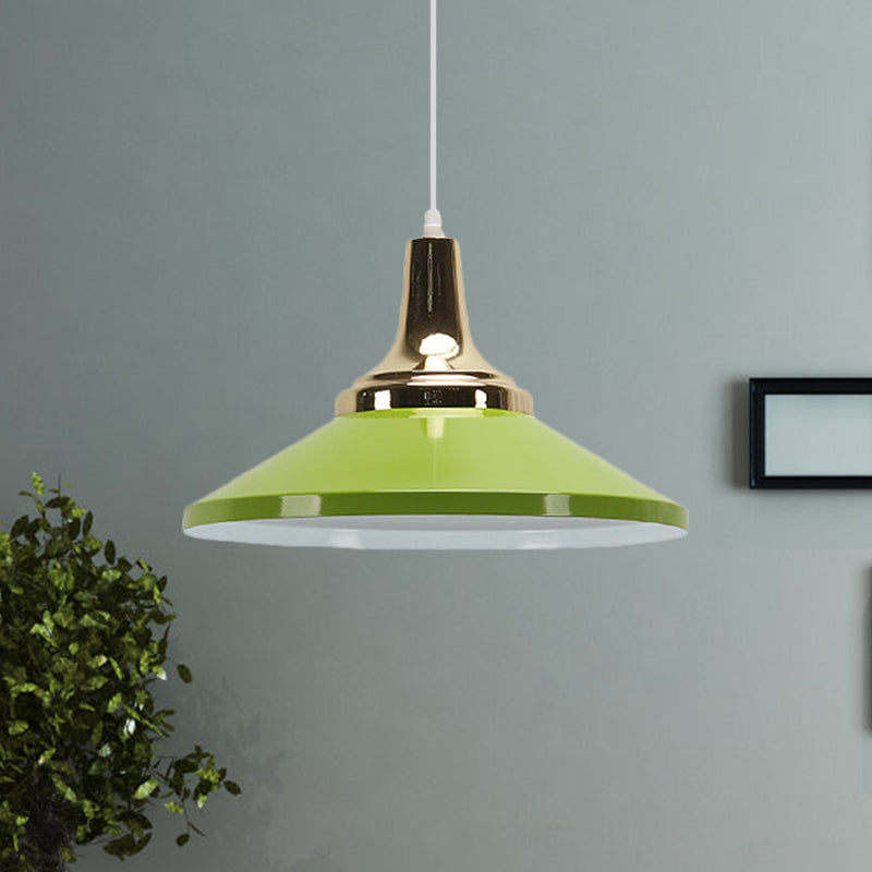 Blue/Green 1 Head Pendant Light Fixture Retro Style Metallic Cone Shade Hanging Lamp for Bedside Clearhalo 'Ceiling Lights' 'Modern Pendants' 'Modern' 'Pendant Lights' 'Pendants' Lighting' 1401002