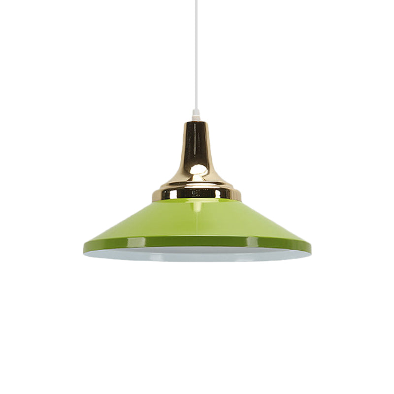 Blue/Green 1 Head Pendant Light Fixture Retro Style Metallic Cone Shade Hanging Lamp for Bedside Clearhalo 'Ceiling Lights' 'Modern Pendants' 'Modern' 'Pendant Lights' 'Pendants' Lighting' 1401003