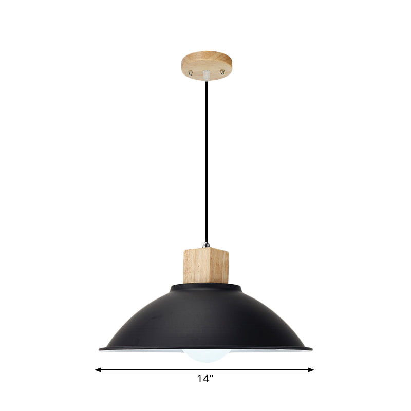 Metal Bowl Shade Hanging Light Modern Style 1 Light Dining Room Pendant Lamp in Black Clearhalo 'Art Deco Pendants' 'Black' 'Cast Iron' 'Ceiling Lights' 'Ceramic' 'Crystal' 'Industrial Pendants' 'Industrial' 'Metal' 'Middle Century Pendants' 'Pendant Lights' 'Pendants' 'Rustic Pendants' 'Tiffany' Lighting' 1401102