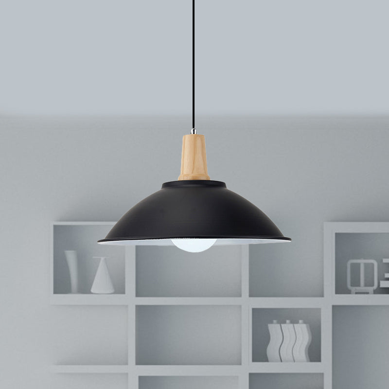 Metal Bowl Shade Hanging Light Modern Style 1 Light Dining Room Pendant Lamp in Black Clearhalo 'Art Deco Pendants' 'Black' 'Cast Iron' 'Ceiling Lights' 'Ceramic' 'Crystal' 'Industrial Pendants' 'Industrial' 'Metal' 'Middle Century Pendants' 'Pendant Lights' 'Pendants' 'Rustic Pendants' 'Tiffany' Lighting' 1401104