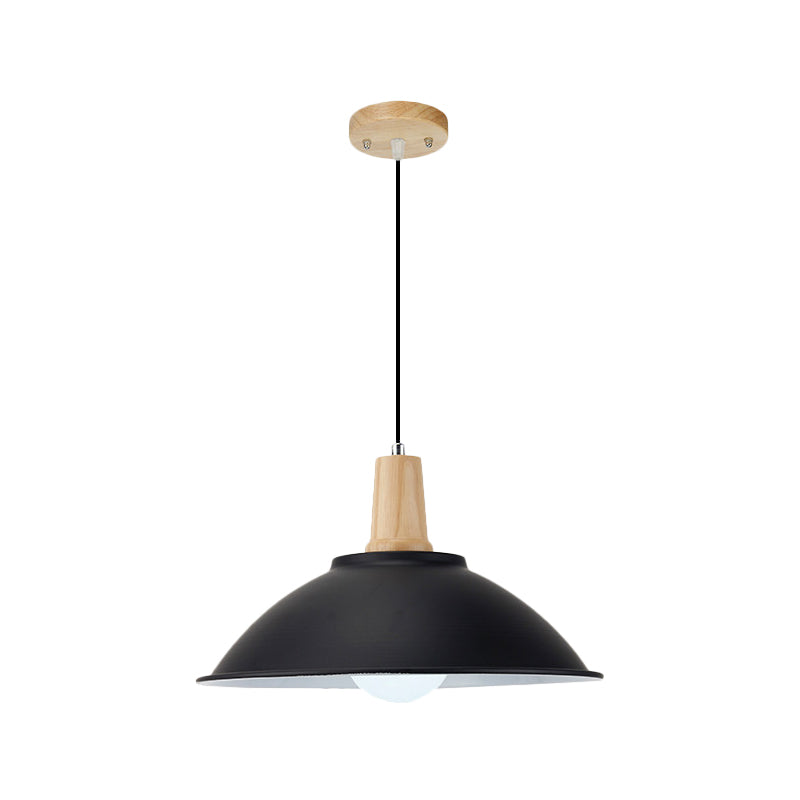 Metal Bowl Shade Hanging Light Modern Style 1 Light Dining Room Pendant Lamp in Black Clearhalo 'Art Deco Pendants' 'Black' 'Cast Iron' 'Ceiling Lights' 'Ceramic' 'Crystal' 'Industrial Pendants' 'Industrial' 'Metal' 'Middle Century Pendants' 'Pendant Lights' 'Pendants' 'Rustic Pendants' 'Tiffany' Lighting' 1401106