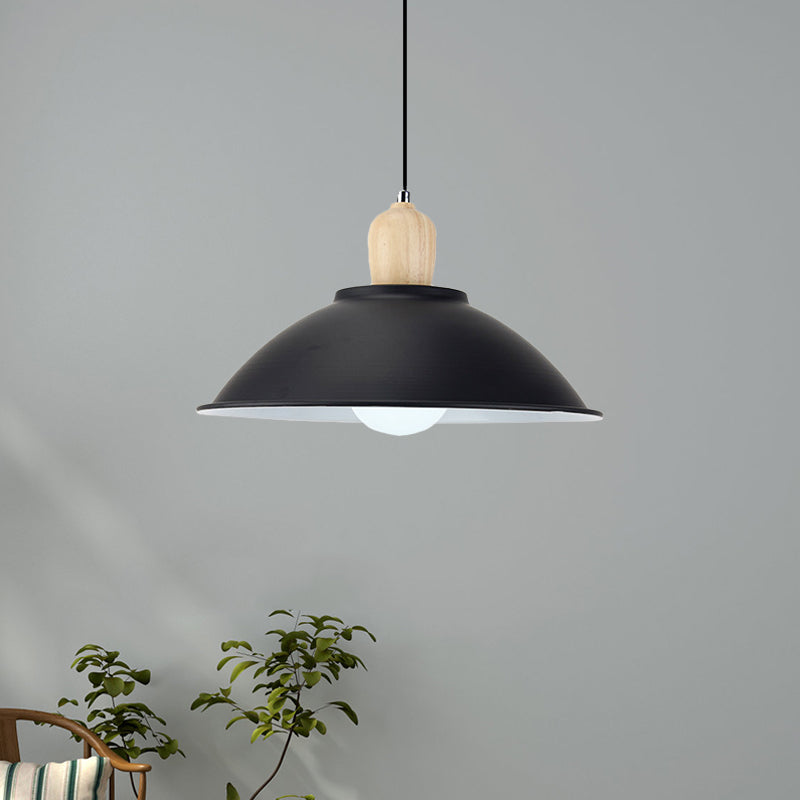 Metal Bowl Shade Hanging Light Modern Style 1 Light Dining Room Pendant Lamp in Black Clearhalo 'Art Deco Pendants' 'Black' 'Cast Iron' 'Ceiling Lights' 'Ceramic' 'Crystal' 'Industrial Pendants' 'Industrial' 'Metal' 'Middle Century Pendants' 'Pendant Lights' 'Pendants' 'Rustic Pendants' 'Tiffany' Lighting' 1401109