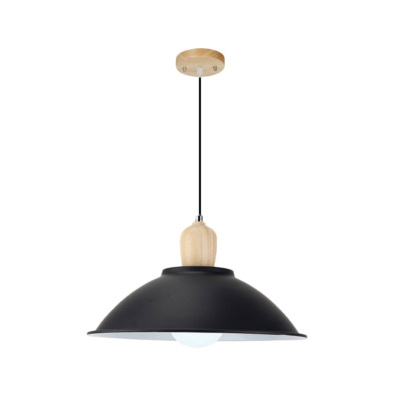 Metal Bowl Shade Hanging Light Modern Style 1 Light Dining Room Pendant Lamp in Black Clearhalo 'Art Deco Pendants' 'Black' 'Cast Iron' 'Ceiling Lights' 'Ceramic' 'Crystal' 'Industrial Pendants' 'Industrial' 'Metal' 'Middle Century Pendants' 'Pendant Lights' 'Pendants' 'Rustic Pendants' 'Tiffany' Lighting' 1401110