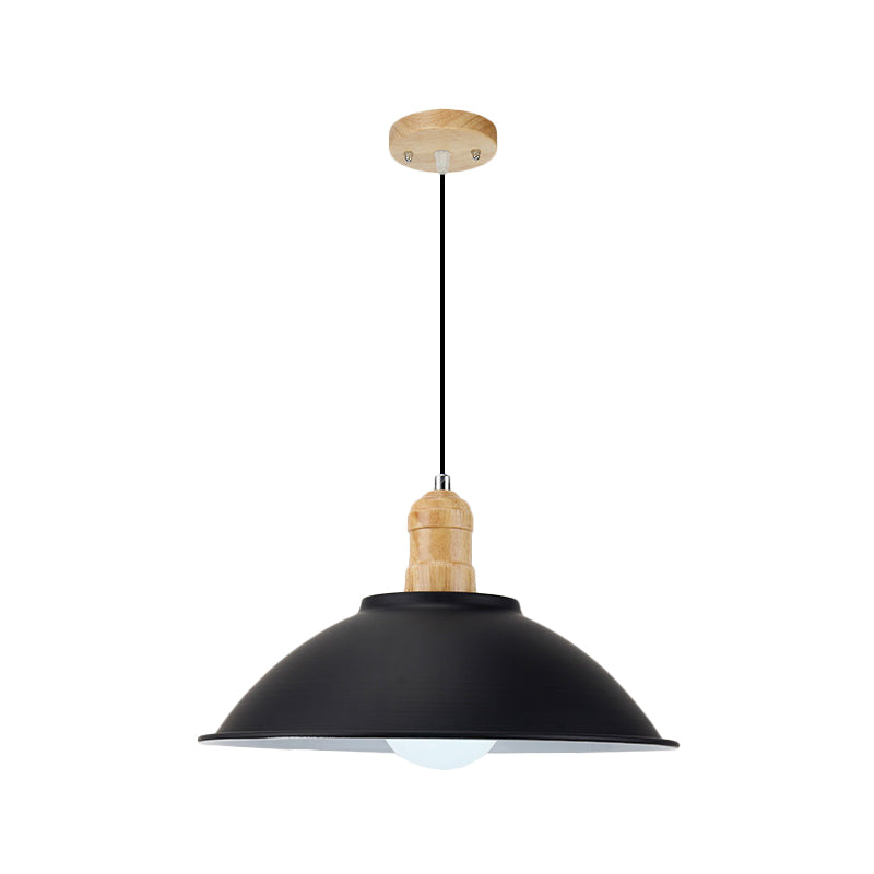 Metal Bowl Shade Hanging Light Modern Style 1 Light Dining Room Pendant Lamp in Black Clearhalo 'Art Deco Pendants' 'Black' 'Cast Iron' 'Ceiling Lights' 'Ceramic' 'Crystal' 'Industrial Pendants' 'Industrial' 'Metal' 'Middle Century Pendants' 'Pendant Lights' 'Pendants' 'Rustic Pendants' 'Tiffany' Lighting' 1401116