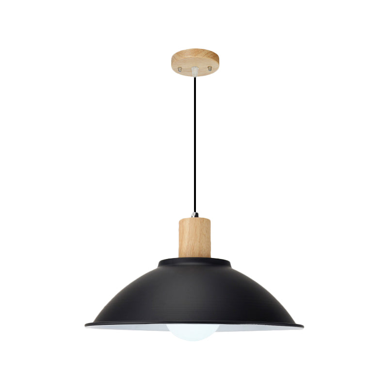 Metal Bowl Shade Hanging Light Modern Style 1 Light Dining Room Pendant Lamp in Black Clearhalo 'Art Deco Pendants' 'Black' 'Cast Iron' 'Ceiling Lights' 'Ceramic' 'Crystal' 'Industrial Pendants' 'Industrial' 'Metal' 'Middle Century Pendants' 'Pendant Lights' 'Pendants' 'Rustic Pendants' 'Tiffany' Lighting' 1401120