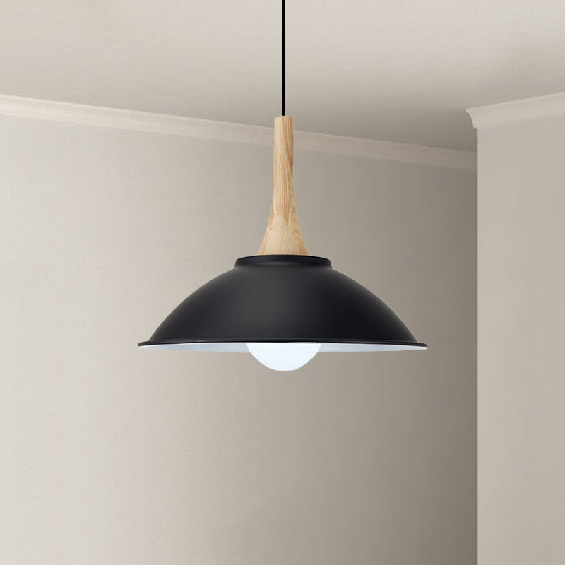 Metal Bowl Shade Hanging Light Modern Style 1 Light Dining Room Pendant Lamp in Black Clearhalo 'Art Deco Pendants' 'Black' 'Cast Iron' 'Ceiling Lights' 'Ceramic' 'Crystal' 'Industrial Pendants' 'Industrial' 'Metal' 'Middle Century Pendants' 'Pendant Lights' 'Pendants' 'Rustic Pendants' 'Tiffany' Lighting' 1401124