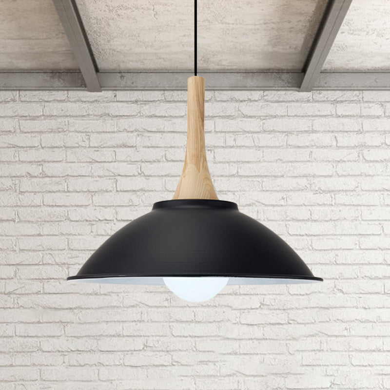 Metal Bowl Shade Hanging Light Modern Style 1 Light Dining Room Pendant Lamp in Black Clearhalo 'Art Deco Pendants' 'Black' 'Cast Iron' 'Ceiling Lights' 'Ceramic' 'Crystal' 'Industrial Pendants' 'Industrial' 'Metal' 'Middle Century Pendants' 'Pendant Lights' 'Pendants' 'Rustic Pendants' 'Tiffany' Lighting' 1401125