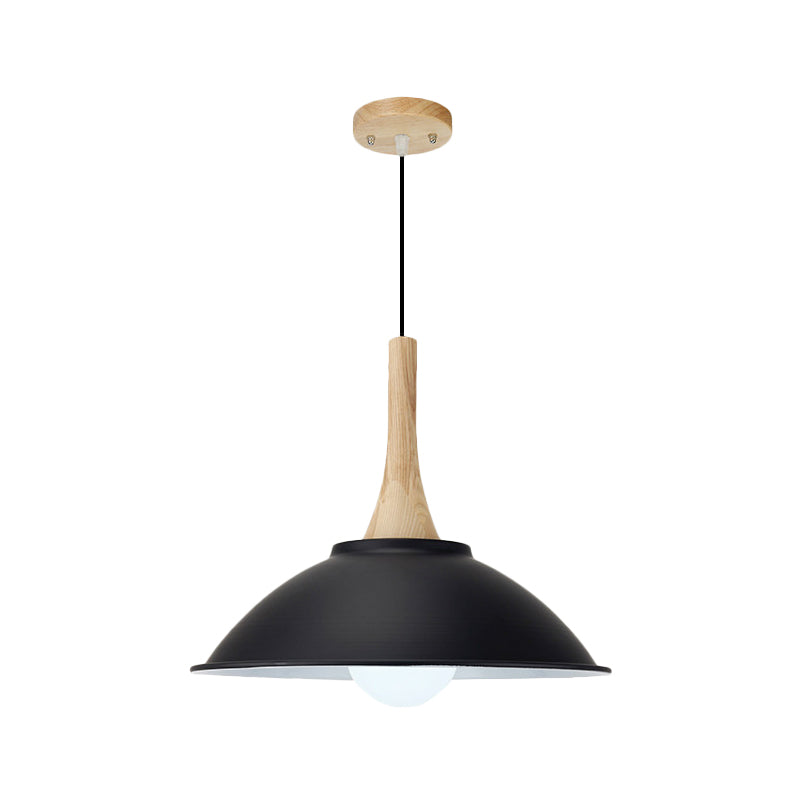 Metal Bowl Shade Hanging Light Modern Style 1 Light Dining Room Pendant Lamp in Black Clearhalo 'Art Deco Pendants' 'Black' 'Cast Iron' 'Ceiling Lights' 'Ceramic' 'Crystal' 'Industrial Pendants' 'Industrial' 'Metal' 'Middle Century Pendants' 'Pendant Lights' 'Pendants' 'Rustic Pendants' 'Tiffany' Lighting' 1401126