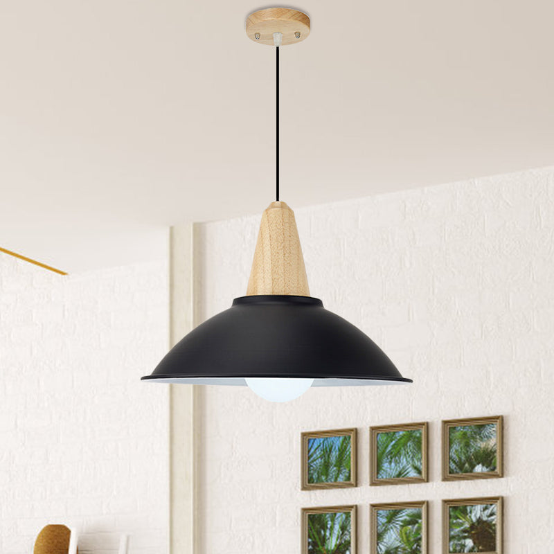 Metal Bowl Shade Hanging Light Modern Style 1 Light Dining Room Pendant Lamp in Black Clearhalo 'Art Deco Pendants' 'Black' 'Cast Iron' 'Ceiling Lights' 'Ceramic' 'Crystal' 'Industrial Pendants' 'Industrial' 'Metal' 'Middle Century Pendants' 'Pendant Lights' 'Pendants' 'Rustic Pendants' 'Tiffany' Lighting' 1401129