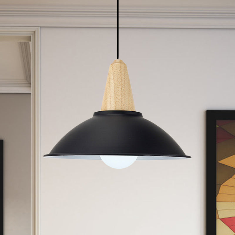 Metal Bowl Shade Hanging Light Modern Style 1 Light Dining Room Pendant Lamp in Black Clearhalo 'Art Deco Pendants' 'Black' 'Cast Iron' 'Ceiling Lights' 'Ceramic' 'Crystal' 'Industrial Pendants' 'Industrial' 'Metal' 'Middle Century Pendants' 'Pendant Lights' 'Pendants' 'Rustic Pendants' 'Tiffany' Lighting' 1401130