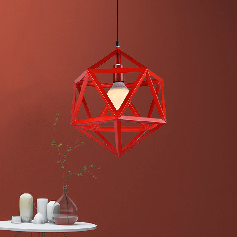 Geometric Metal Pendant Light Industrial Single Light Dining Room Hanging Lamp in Blue/White/Yellow Clearhalo 'Ceiling Lights' 'Modern Pendants' 'Modern' 'Pendant Lights' 'Pendants' Lighting' 1401157