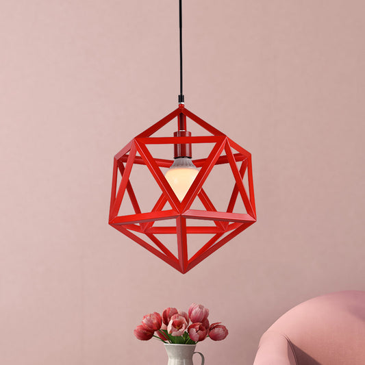 Geometric Metal Pendant Light Industrial Single Light Dining Room Hanging Lamp in Blue/White/Yellow Clearhalo 'Ceiling Lights' 'Modern Pendants' 'Modern' 'Pendant Lights' 'Pendants' Lighting' 1401159