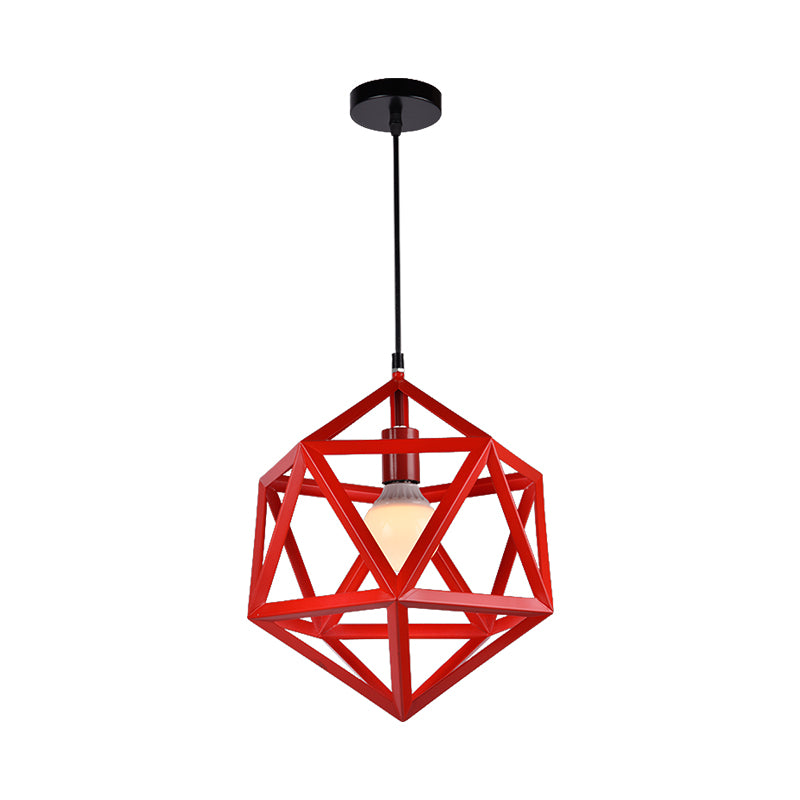 Geometric Metal Pendant Light Industrial Single Light Dining Room Hanging Lamp in Blue/White/Yellow Clearhalo 'Ceiling Lights' 'Modern Pendants' 'Modern' 'Pendant Lights' 'Pendants' Lighting' 1401160