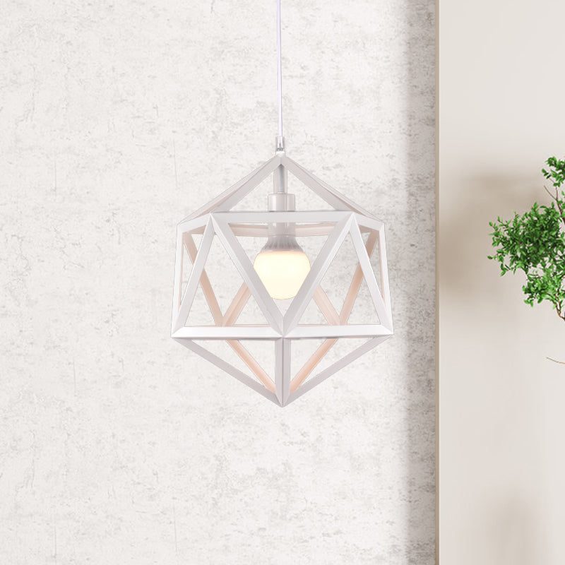 Geometric Metal Pendant Light Industrial Single Light Dining Room Hanging Lamp in Blue/White/Yellow Clearhalo 'Ceiling Lights' 'Modern Pendants' 'Modern' 'Pendant Lights' 'Pendants' Lighting' 1401162