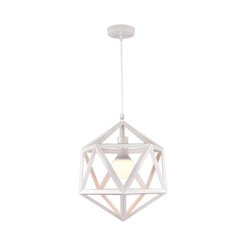 Geometric Metal Pendant Light Industrial Single Light Dining Room Hanging Lamp in Blue/White/Yellow Clearhalo 'Ceiling Lights' 'Modern Pendants' 'Modern' 'Pendant Lights' 'Pendants' Lighting' 1401163