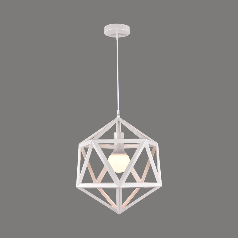 Geometric Metal Pendant Light Industrial Single Light Dining Room Hanging Lamp in Blue/White/Yellow Clearhalo 'Ceiling Lights' 'Modern Pendants' 'Modern' 'Pendant Lights' 'Pendants' Lighting' 1401164