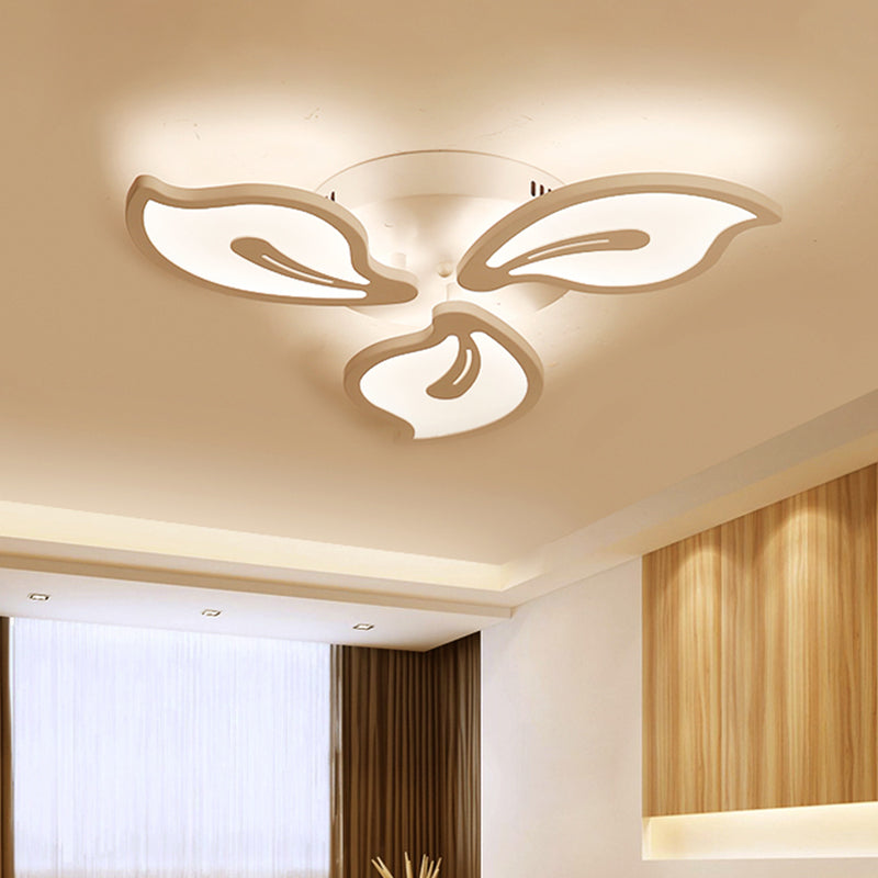 Acrylic Bauhinia Leaves Flush Ceiling Light Modernism LED 3/5/9-Light Flush Mount Light Fixture in Warm/White/Natural Light 3 White Clearhalo 'Ceiling Lights' 'Close To Ceiling Lights' 'Close to ceiling' 'Semi-flushmount' Lighting' 1401331