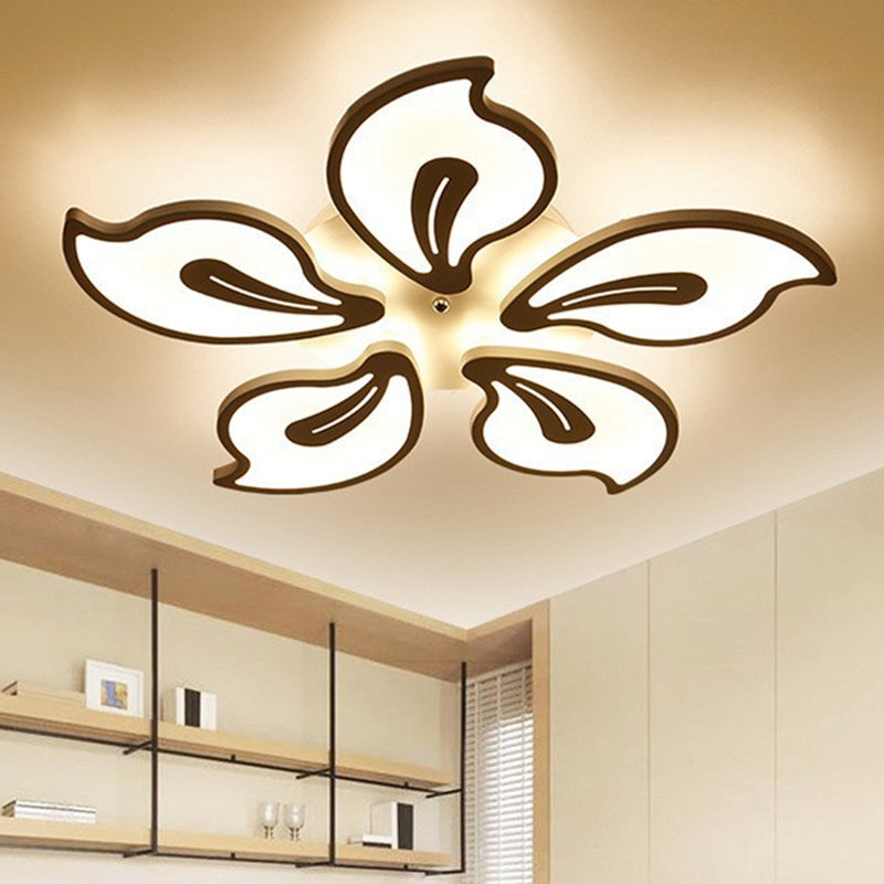 Acrylic Bauhinia Leaves Flush Ceiling Light Modernism LED 3/5/9-Light Flush Mount Light Fixture in Warm/White/Natural Light 5 White Clearhalo 'Ceiling Lights' 'Close To Ceiling Lights' 'Close to ceiling' 'Semi-flushmount' Lighting' 1401336