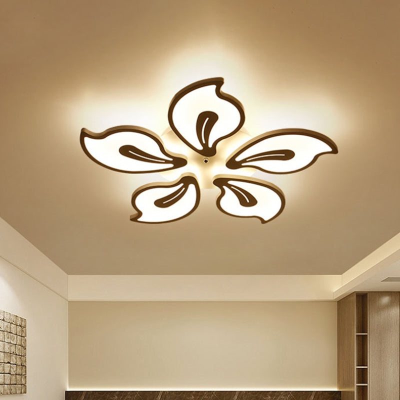 Acrylic Bauhinia Leaves Flush Ceiling Light Modernism LED 3/5/9-Light Flush Mount Light Fixture in Warm/White/Natural Light Clearhalo 'Ceiling Lights' 'Close To Ceiling Lights' 'Close to ceiling' 'Semi-flushmount' Lighting' 1401337