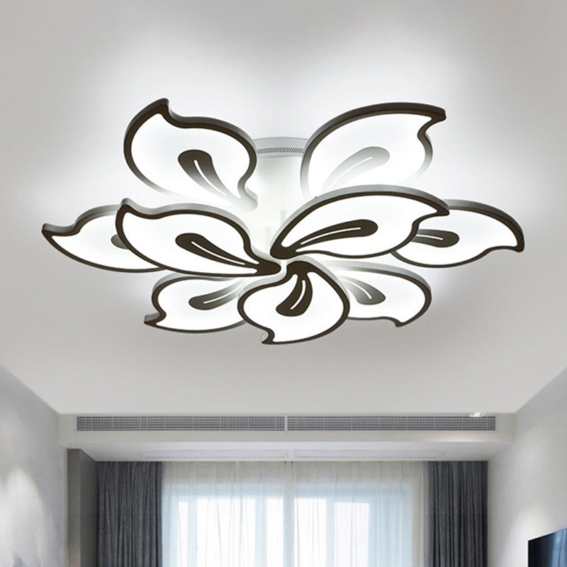 Acrylic Bauhinia Leaves Flush Ceiling Light Modernism LED 3/5/9-Light Flush Mount Light Fixture in Warm/White/Natural Light 9 White Clearhalo 'Ceiling Lights' 'Close To Ceiling Lights' 'Close to ceiling' 'Semi-flushmount' Lighting' 1401341