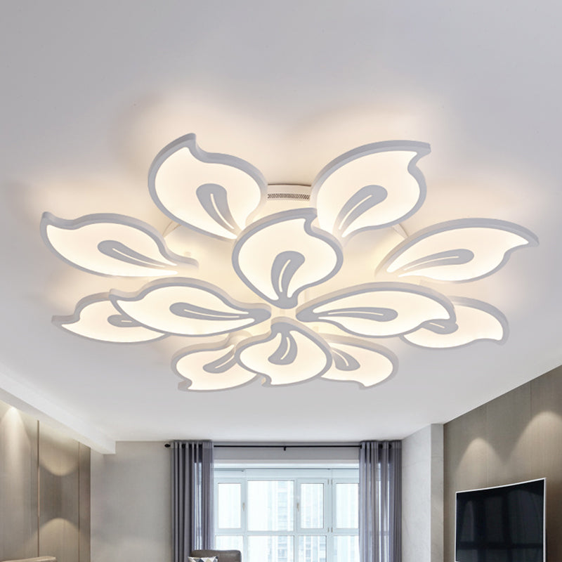 Acrylic Bauhinia Leaves Flush Ceiling Light Modernism LED 3/5/9-Light Flush Mount Light Fixture in Warm/White/Natural Light 12 White Clearhalo 'Ceiling Lights' 'Close To Ceiling Lights' 'Close to ceiling' 'Semi-flushmount' Lighting' 1401346