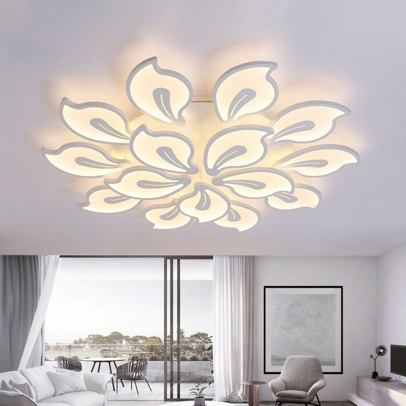 Acrylic Bauhinia Leaves Flush Ceiling Light Modernism LED 3/5/9-Light Flush Mount Light Fixture in Warm/White/Natural Light 15 White Clearhalo 'Ceiling Lights' 'Close To Ceiling Lights' 'Close to ceiling' 'Semi-flushmount' Lighting' 1401351