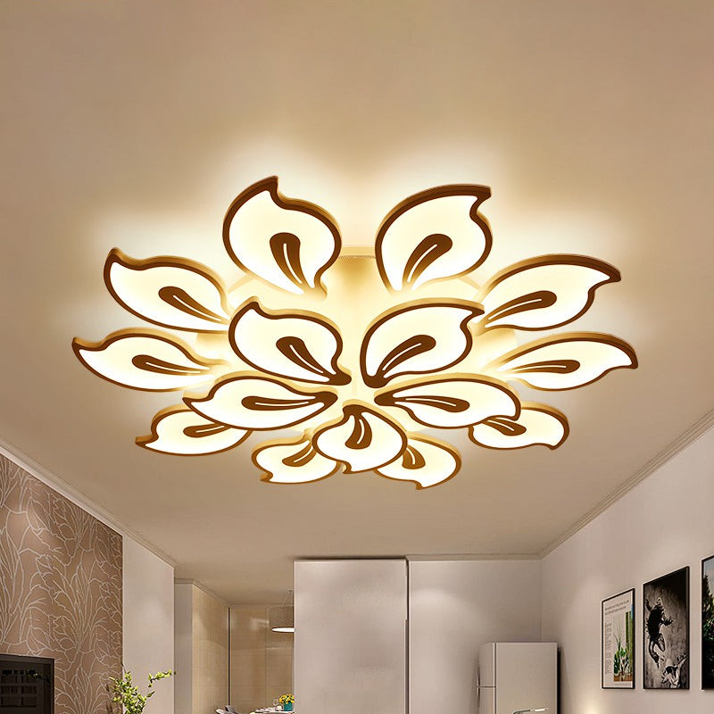 Acrylic Bauhinia Leaves Flush Ceiling Light Modernism LED 3/5/9-Light Flush Mount Light Fixture in Warm/White/Natural Light Clearhalo 'Ceiling Lights' 'Close To Ceiling Lights' 'Close to ceiling' 'Semi-flushmount' Lighting' 1401353