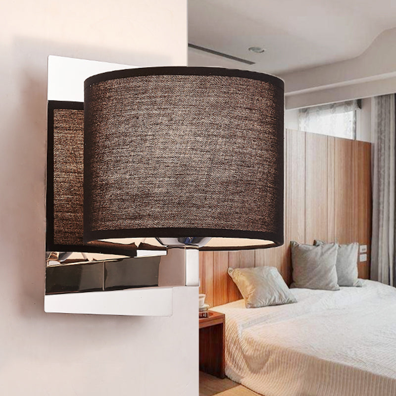 Drum Wall Mount Lighting Modernism Fabric 1 Light Wall Sconce Lighting in Black/White Clearhalo 'Modern wall lights' 'Modern' 'Wall Lamps & Sconces' 'Wall Lights' Lighting' 1401380