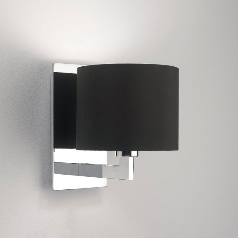 Drum Wall Mount Lighting Modernism Fabric 1 Light Wall Sconce Lighting in Black/White Clearhalo 'Modern wall lights' 'Modern' 'Wall Lamps & Sconces' 'Wall Lights' Lighting' 1401382