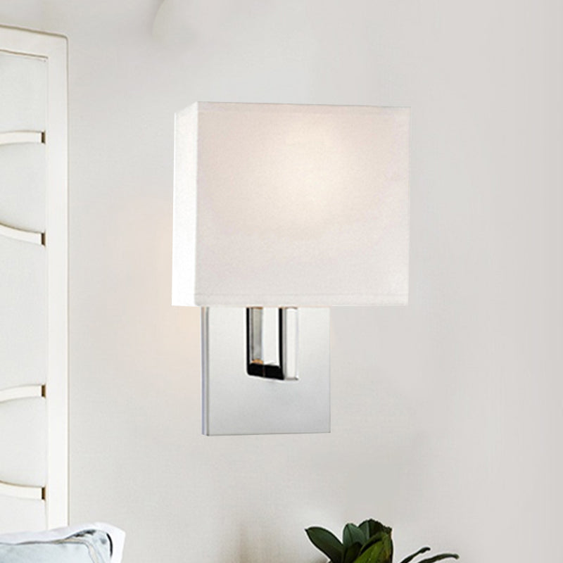 Drum Wall Mount Lighting Modernism Fabric 1 Light Wall Sconce Lighting in Black/White White Clearhalo 'Modern wall lights' 'Modern' 'Wall Lamps & Sconces' 'Wall Lights' Lighting' 1401384