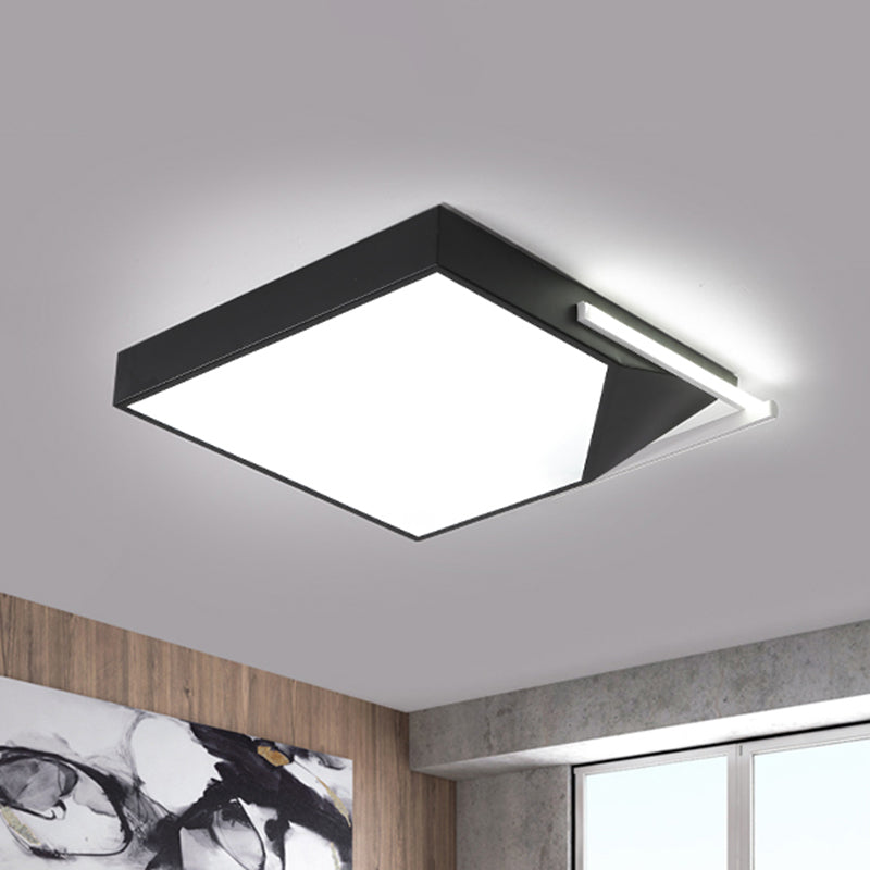 Simple Style Square Flush Mount Ceiling Light with Acrylic Shade Black/White LED Ceiling Flush Mount for Bedroom in Warm/White, 18"/21.5" Wide Black Clearhalo 'Ceiling Lights' 'Close To Ceiling Lights' 'Close to ceiling' 'Flush mount' Lighting' 1401389