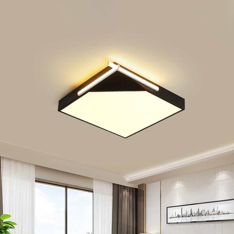 Simple Style Square Flush Mount Ceiling Light with Acrylic Shade Black/White LED Ceiling Flush Mount for Bedroom in Warm/White, 18"/21.5" Wide Clearhalo 'Ceiling Lights' 'Close To Ceiling Lights' 'Close to ceiling' 'Flush mount' Lighting' 1401390