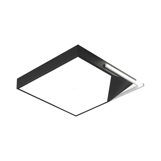 Simple Style Square Flush Mount Ceiling Light with Acrylic Shade Black/White LED Ceiling Flush Mount for Bedroom in Warm/White, 18"/21.5" Wide Clearhalo 'Ceiling Lights' 'Close To Ceiling Lights' 'Close to ceiling' 'Flush mount' Lighting' 1401391