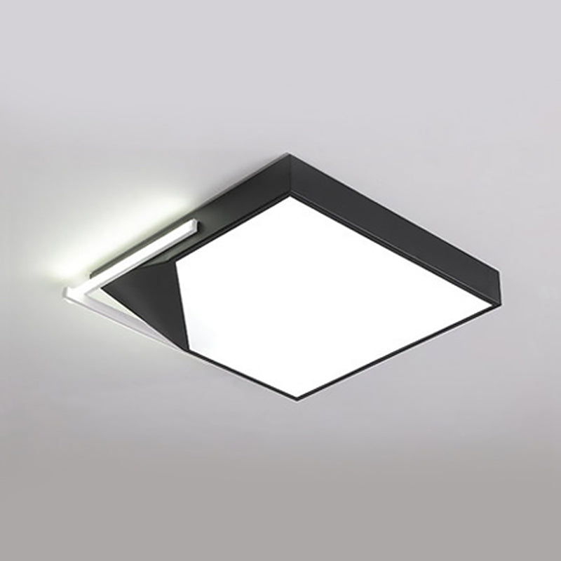 Simple Style Square Flush Mount Ceiling Light with Acrylic Shade Black/White LED Ceiling Flush Mount for Bedroom in Warm/White, 18"/21.5" Wide Clearhalo 'Ceiling Lights' 'Close To Ceiling Lights' 'Close to ceiling' 'Flush mount' Lighting' 1401392