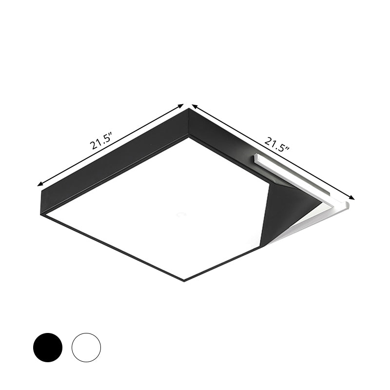 Simple Style Square Flush Mount Ceiling Light with Acrylic Shade Black/White LED Ceiling Flush Mount for Bedroom in Warm/White, 18"/21.5" Wide Clearhalo 'Ceiling Lights' 'Close To Ceiling Lights' 'Close to ceiling' 'Flush mount' Lighting' 1401394