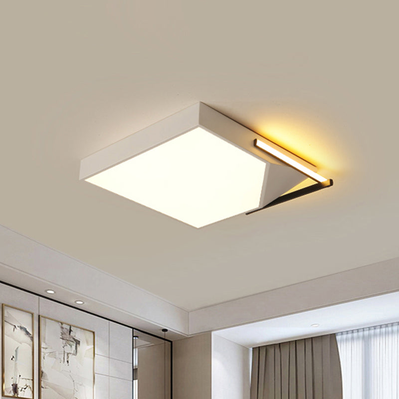 Simple Style Square Flush Mount Ceiling Light with Acrylic Shade Black/White LED Ceiling Flush Mount for Bedroom in Warm/White, 18"/21.5" Wide Clearhalo 'Ceiling Lights' 'Close To Ceiling Lights' 'Close to ceiling' 'Flush mount' Lighting' 1401396