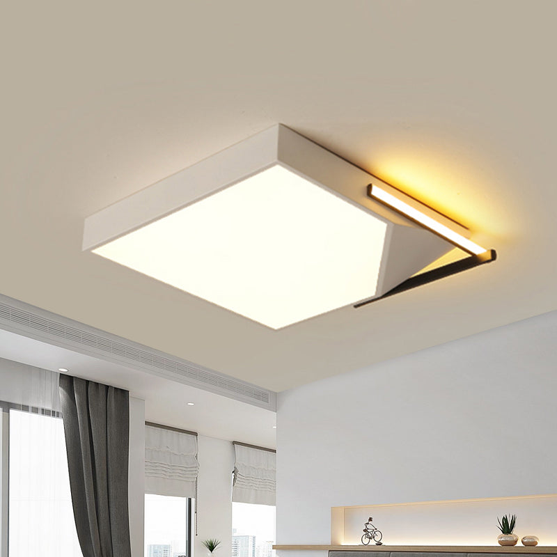 Simple Style Square Flush Mount Ceiling Light with Acrylic Shade Black/White LED Ceiling Flush Mount for Bedroom in Warm/White, 18"/21.5" Wide Clearhalo 'Ceiling Lights' 'Close To Ceiling Lights' 'Close to ceiling' 'Flush mount' Lighting' 1401397