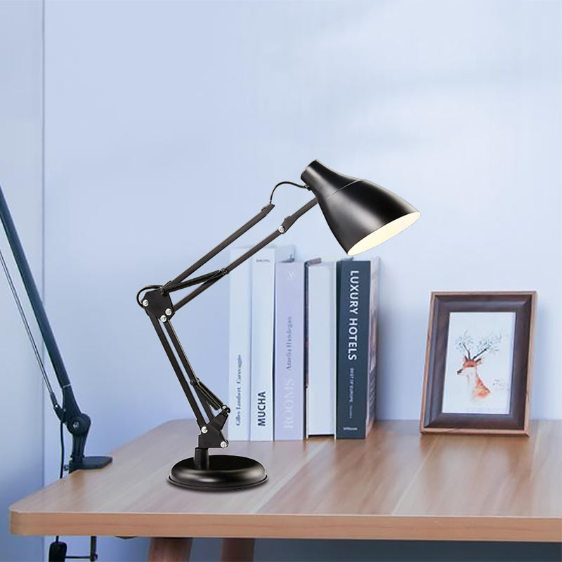 Black/White Multi-Joint Task Desk Lamp with Cone Shade Modern Style 1 Light Metallic Task Lighting for Study Room Clearhalo 'Lamps' 'Table Lamps' Lighting' 1401400