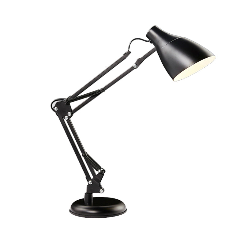 Black/White Multi-Joint Task Desk Lamp with Cone Shade Modern Style 1 Light Metallic Task Lighting for Study Room Clearhalo 'Lamps' 'Table Lamps' Lighting' 1401401